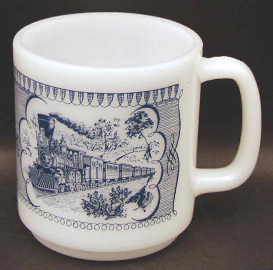 Currier and Ives Blue Ovenware Mug by Royal (USA)-1