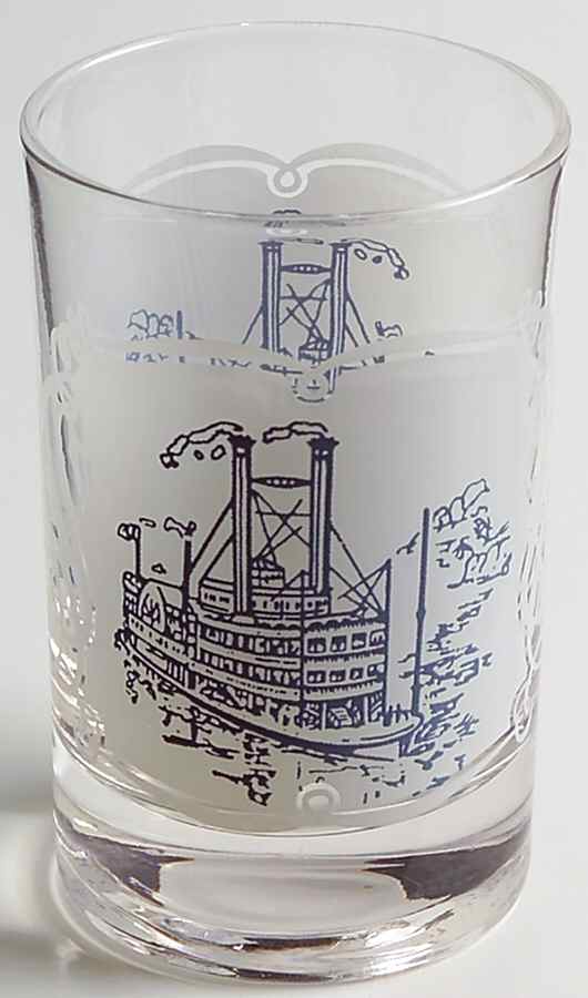 Currier and Ives Blue 4 Oz Glassware Juice by Royal (USA)-1