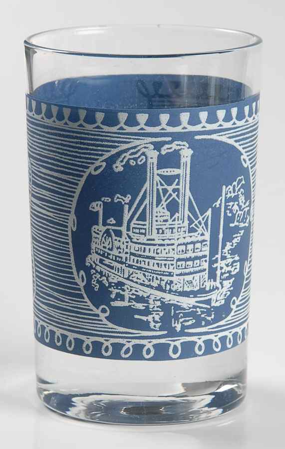 Currier and Ives Blue 4 Oz Glassware Juice by Royal (USA)-1
