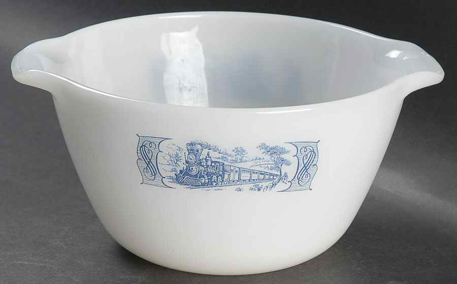 Currier and Ives Blue 1 3/4 Qt Ovenware Mixing Bowl by Royal (USA)-1