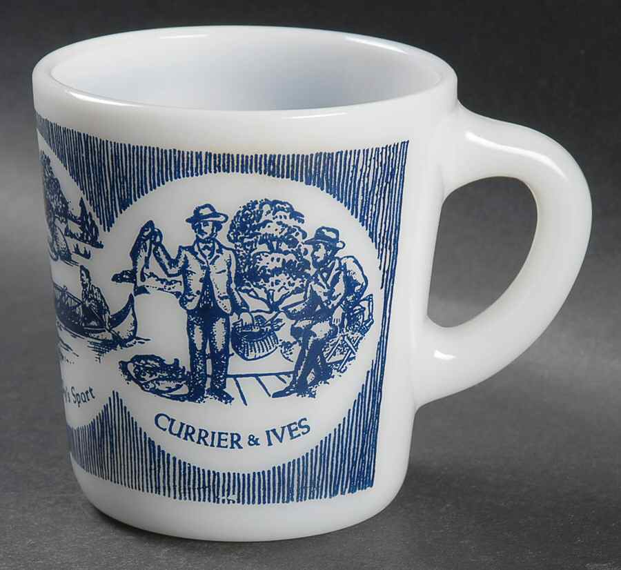 Currier and Ives Blue Ovenware Mug by Royal (USA)-1