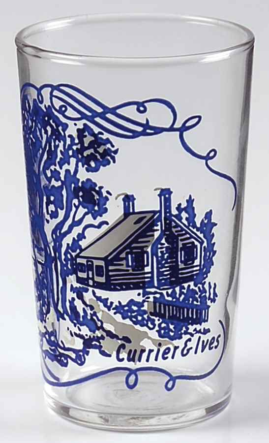Currier and Ives Blue 4 Oz Glassware Juice by Royal (USA)-1