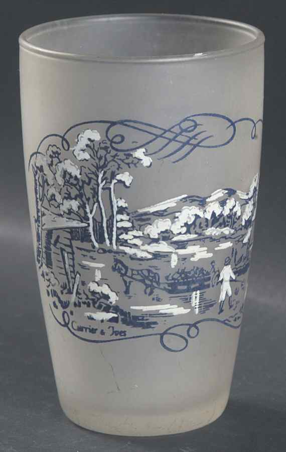 Currier and Ives Blue 4 Oz Glassware Juice by Royal (USA)-1