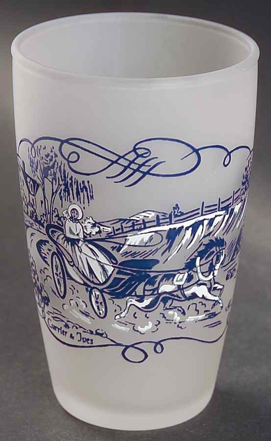 Currier and Ives Blue 4 Oz Glassware Juice by Royal (USA)-1