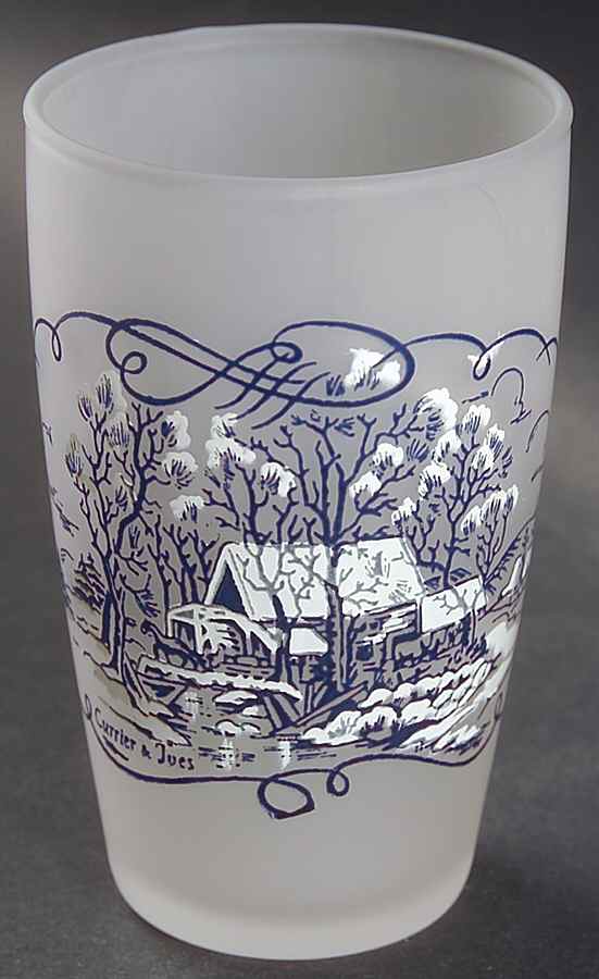 Currier and Ives Blue 4 Oz Glassware Juice by Royal (USA)-1