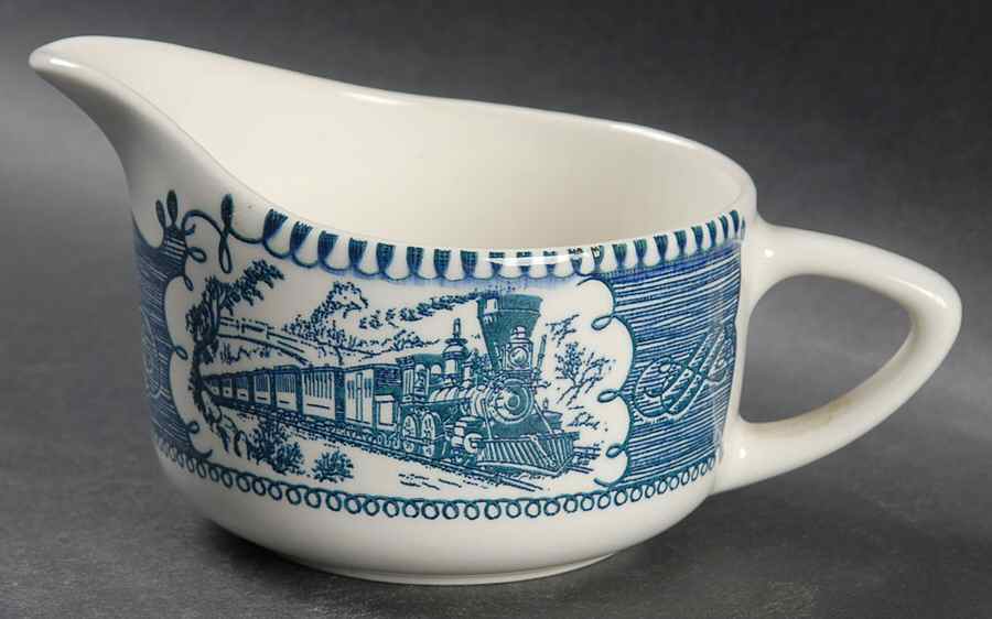 Currier and Ives Blue Creamer by Royal (USA)-1