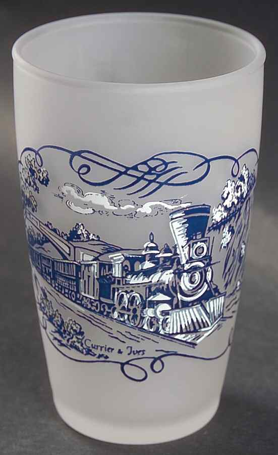 Currier and Ives Blue 4 Oz Glassware Juice by Royal (USA)-1