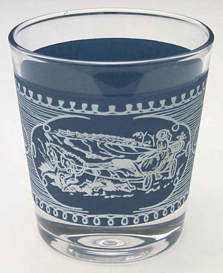 Currier and Ives Blue 6 Oz Glassware Old Fashioned by Royal (USA)-1