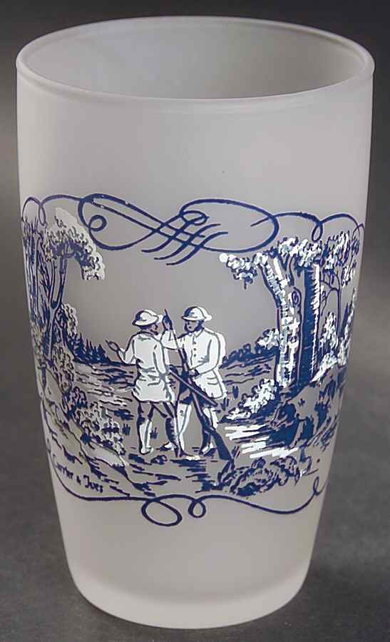 Currier and Ives Blue 4 Oz Glassware Juice by Royal (USA)-1