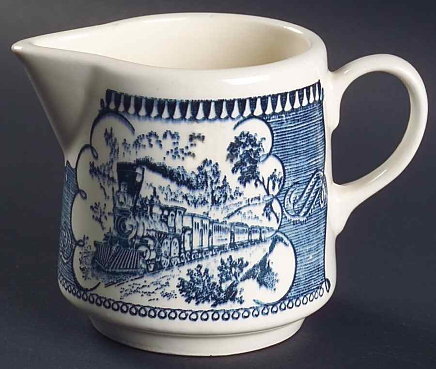 Currier and Ives Blue Creamer by Royal (USA)-1