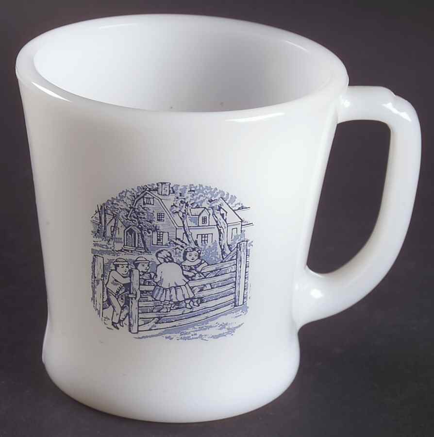 Currier and Ives Blue Ovenware Mug by Royal (USA)-1