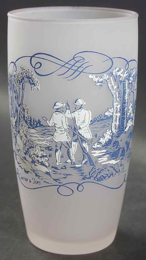 Currier and Ives Blue 10 Oz Glassware Tumbler by Royal (USA)-1