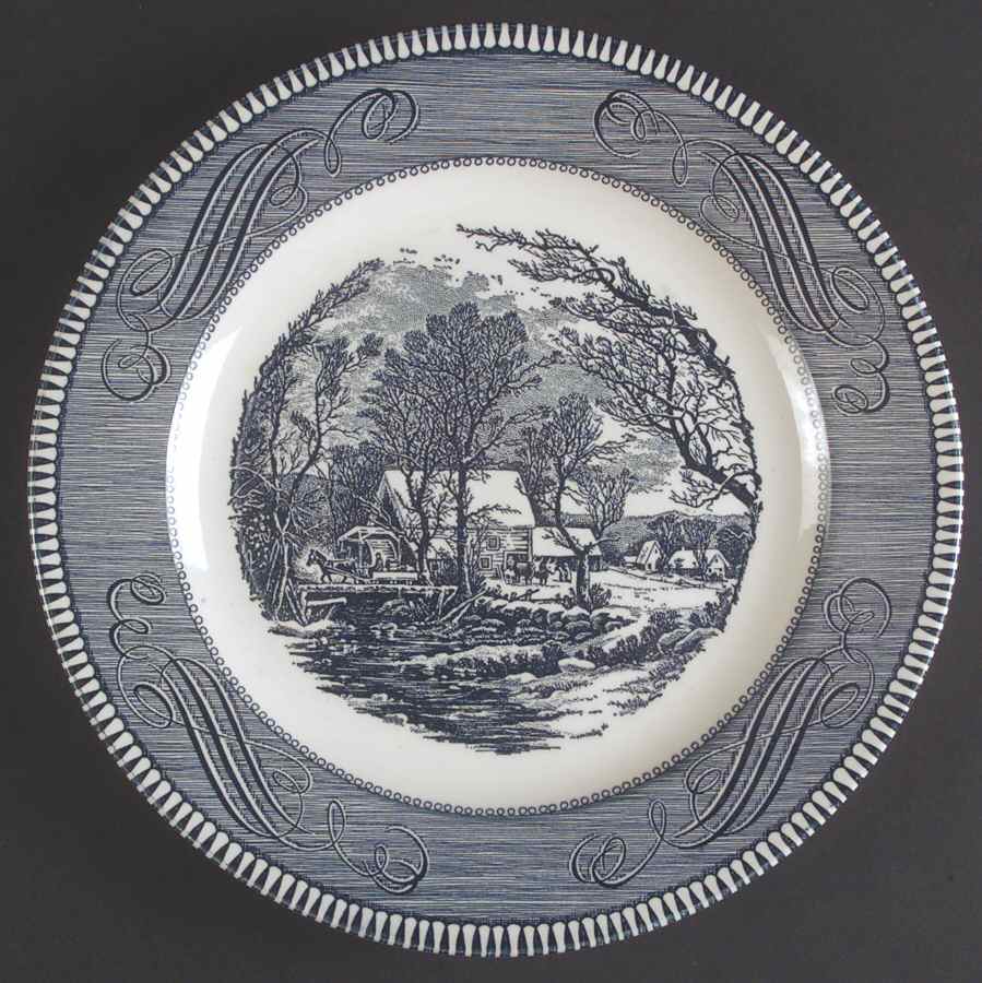 Currier and Ives Blue Dinner Plate by Royal (USA)-1