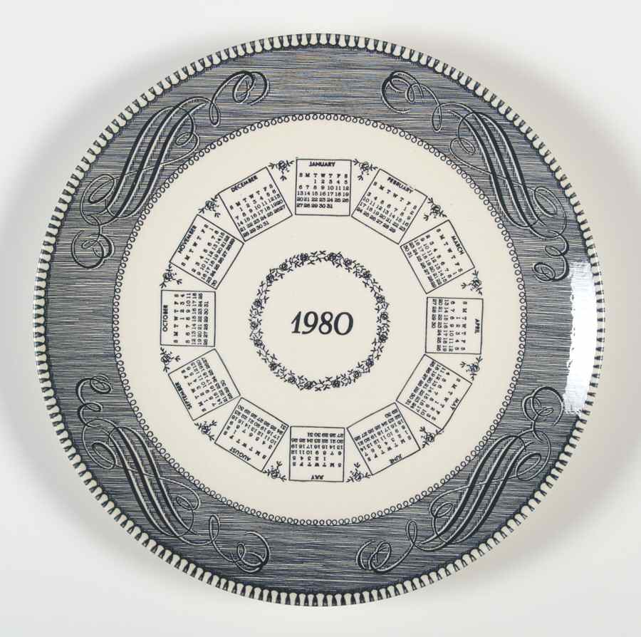 Currier and Ives Blue "1980" Calendar Plate by Royal (USA)-1