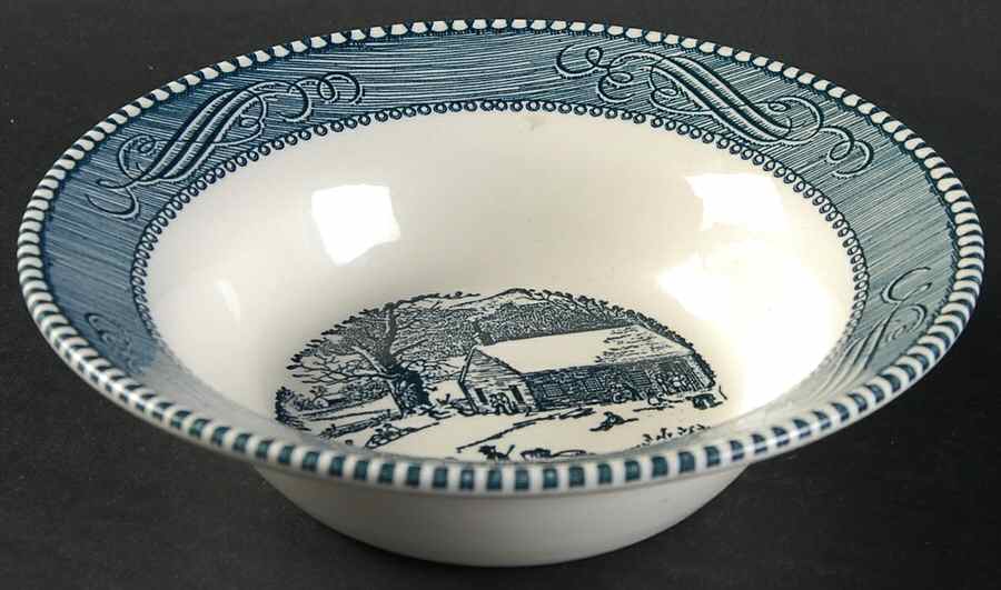 Currier and Ives Blue Rim Cereal Bowl by Royal (USA)-1