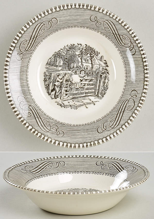 Currier and Ives Grey Fruit/Dessert (Sauce) Bowl by Royal (USA)-1