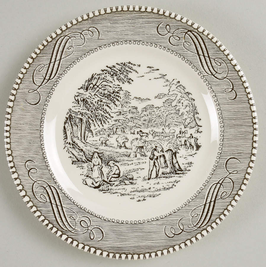 Currier and Ives Grey Bread & Butter Plate by Royal (USA)-1