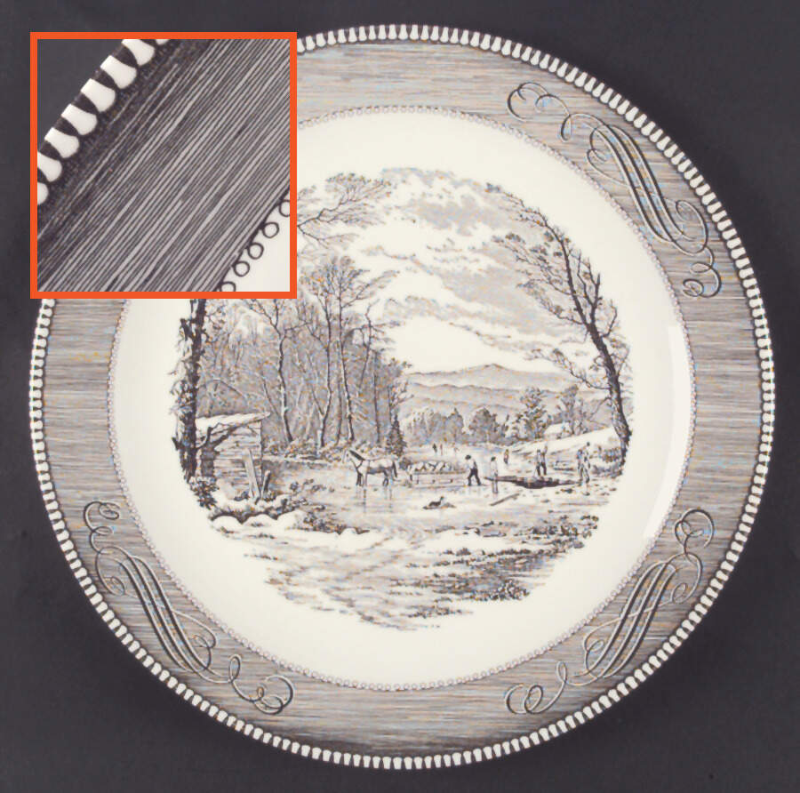 Currier and Ives Grey 10" Pie Baking Plate by Royal (USA)-1