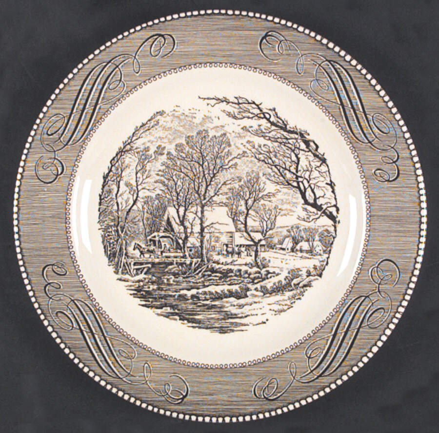 Currier and Ives Grey Dinner Plate by Royal (USA)-1