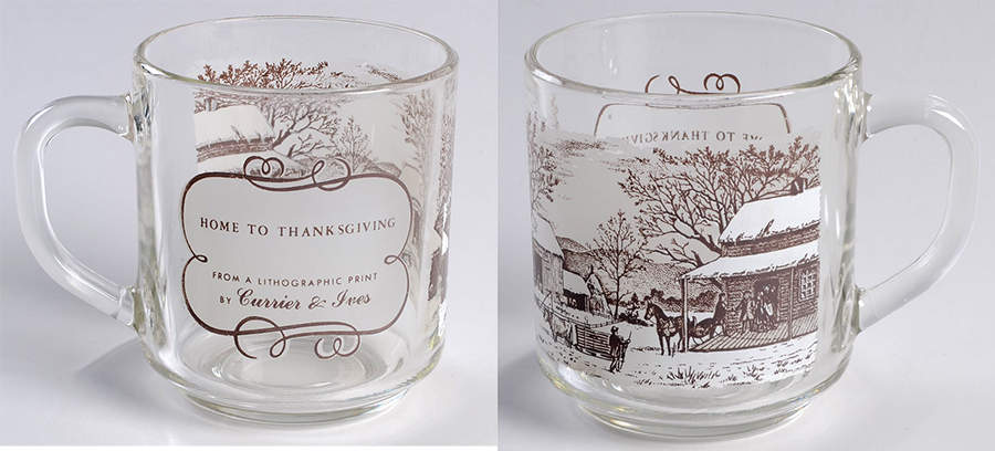 Currier and Ives Brown Glassware Mug by Royal (USA)-1