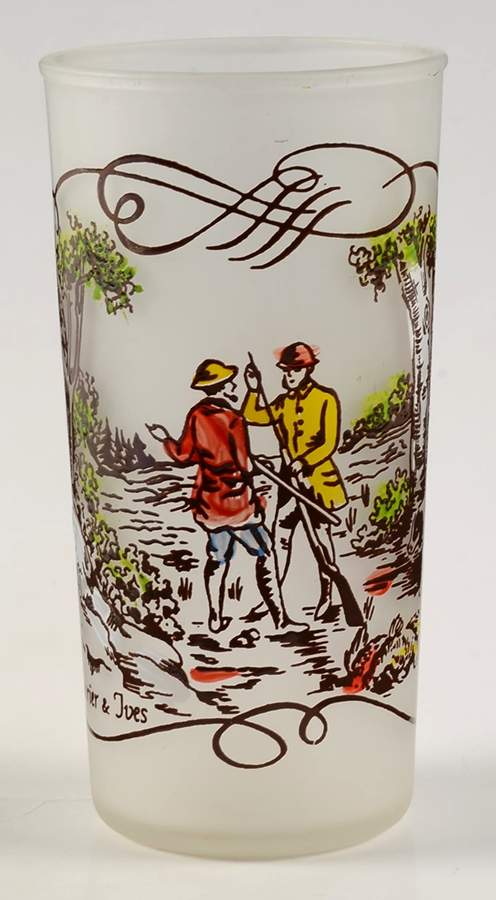 Currier and Ives Brown Glassware Tall Tumbler by Royal (USA)-1