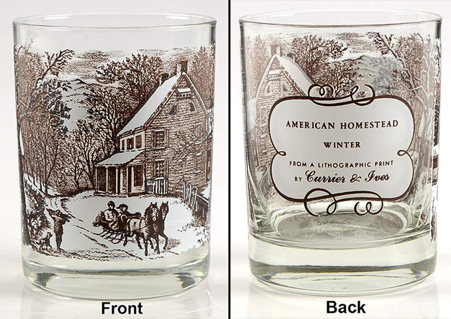 Currier and Ives Brown Glassware Double Old Fashioned by Royal (USA)-1