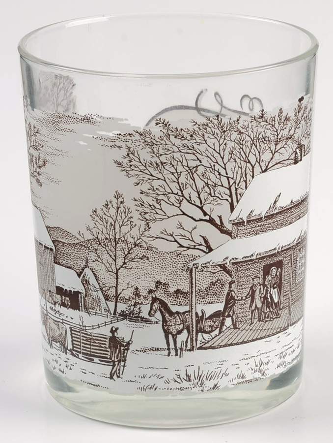 Currier and Ives Brown Glassware Double Old Fashioned by Royal (USA)-1