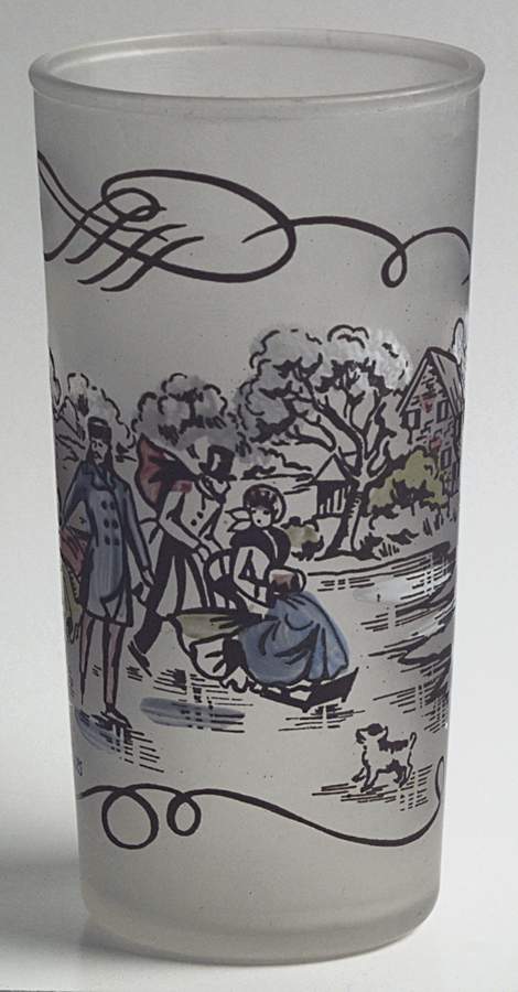 Currier and Ives Brown Glassware Tall Tumbler by Royal (USA)-1