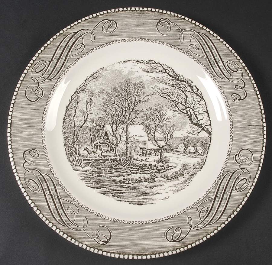Currier and Ives Brown Dinner Plate by Royal (USA)-1