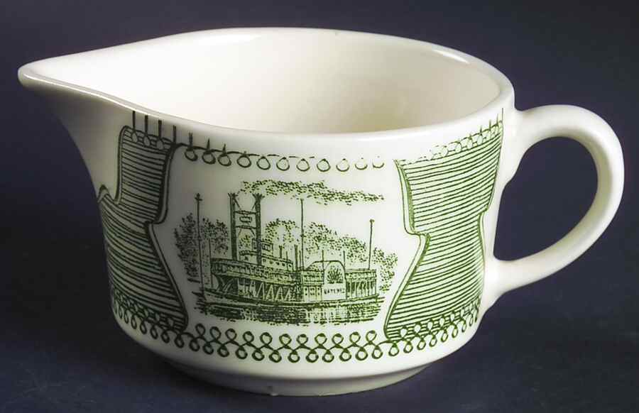 Currier and Ives Green Creamer by Royal (USA)-1