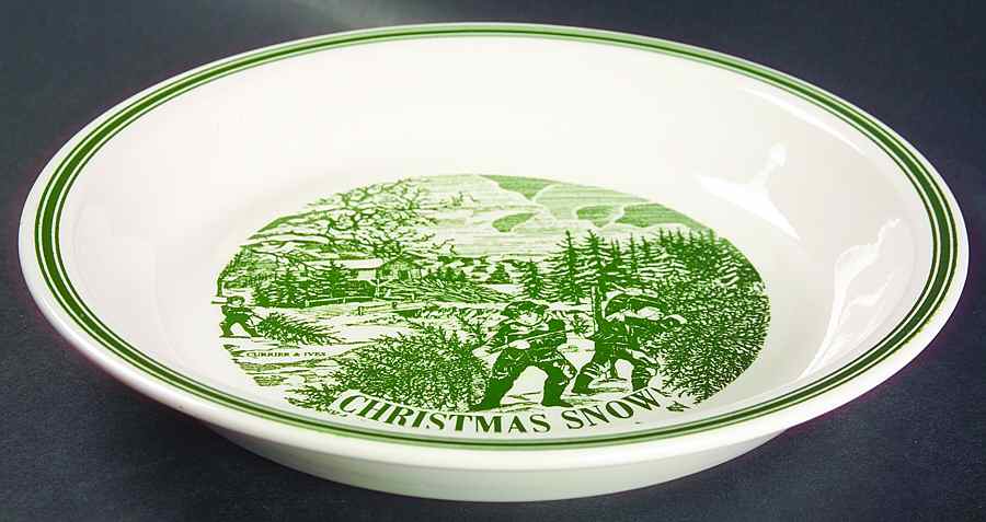 Currier and Ives Green 10" Pie Baking Plate by Royal (USA)-1