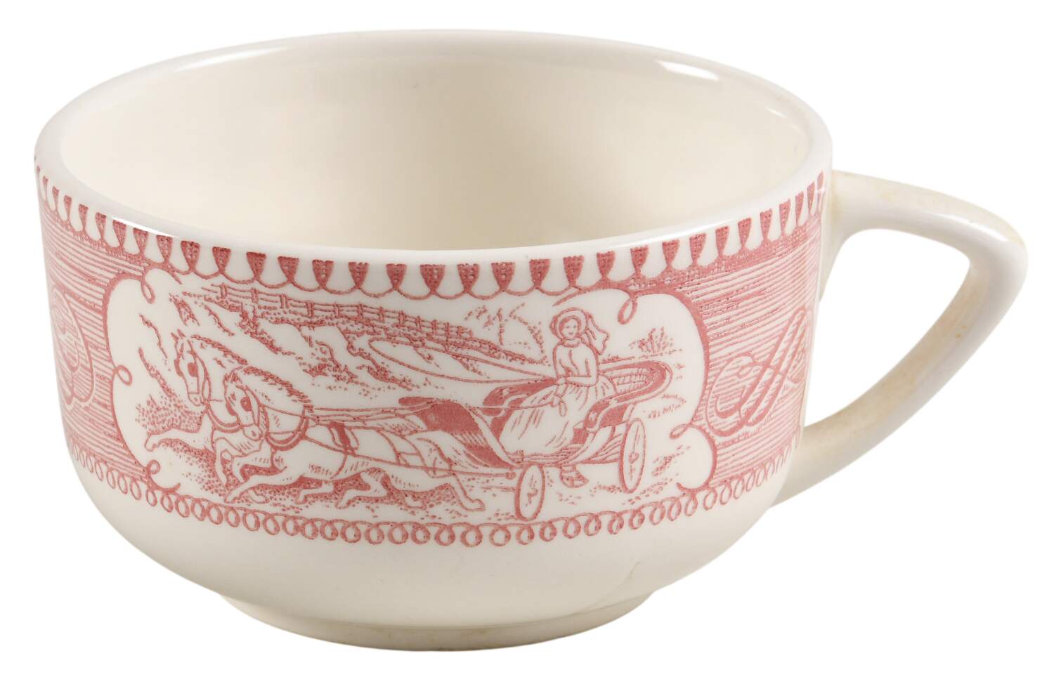 Currier and Ives Pink Flat Cup by Royal (USA)-1