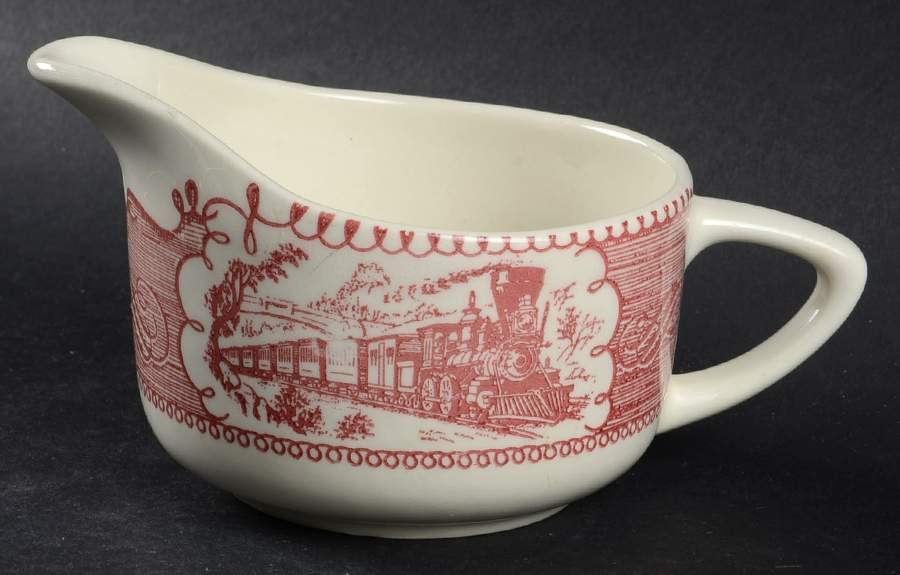 Currier and Ives Pink Creamer by Royal (USA)-1