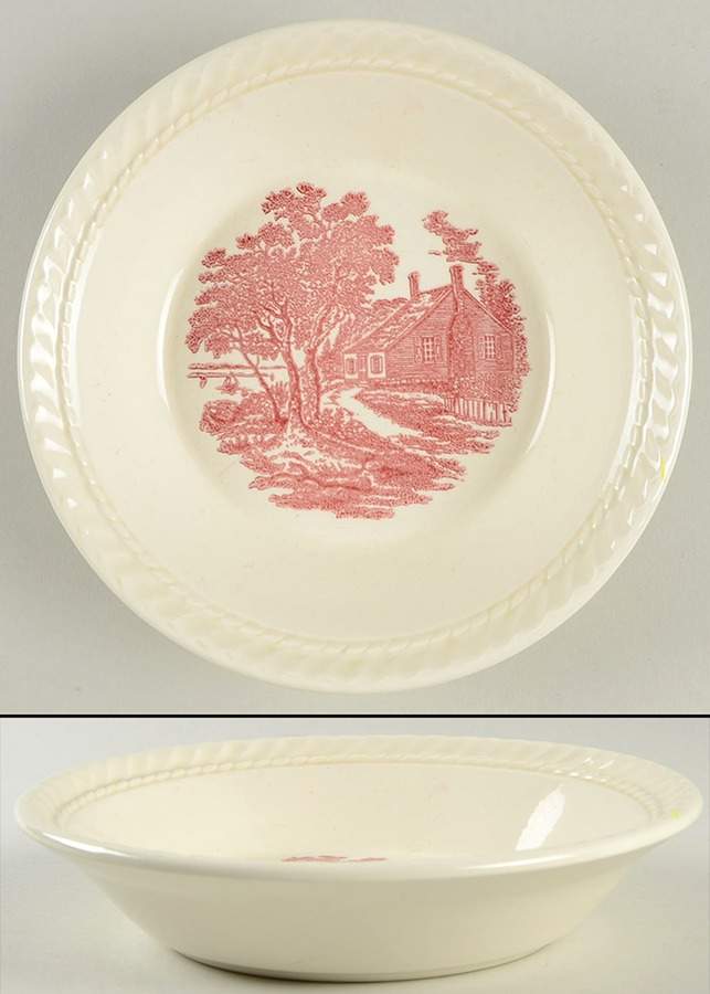Currier and Ives Pink 7" Candy Bowl by Royal (USA)-1