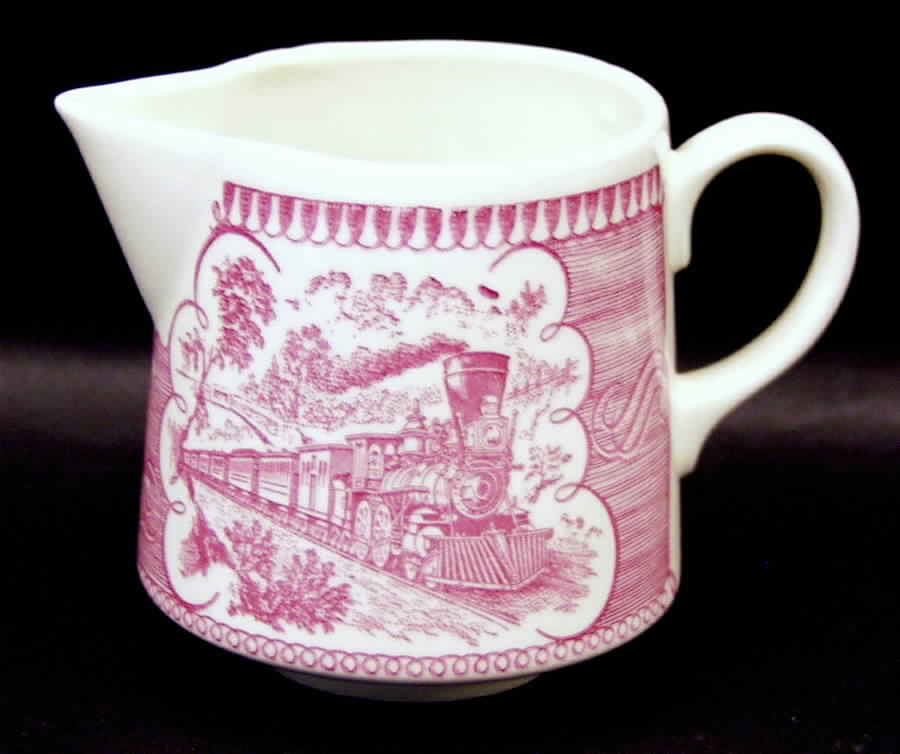 Currier and Ives Pink Creamer by Royal (USA)-1