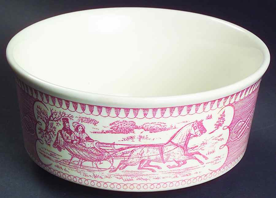 Currier and Ives Pink Cranberry Bowl by Royal (USA)-1