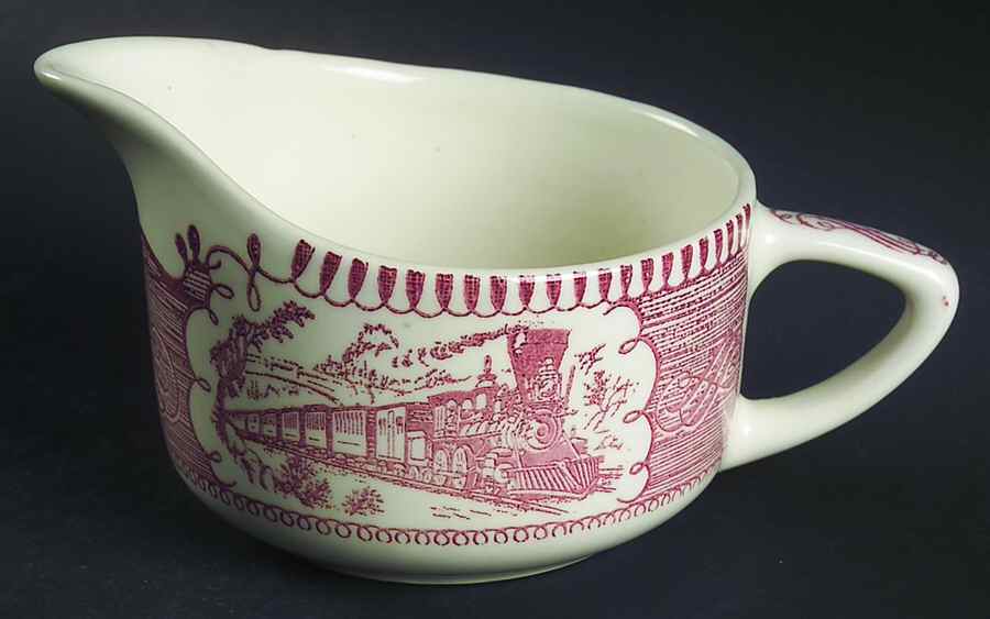 Currier and Ives Pink Creamer by Royal (USA)-1