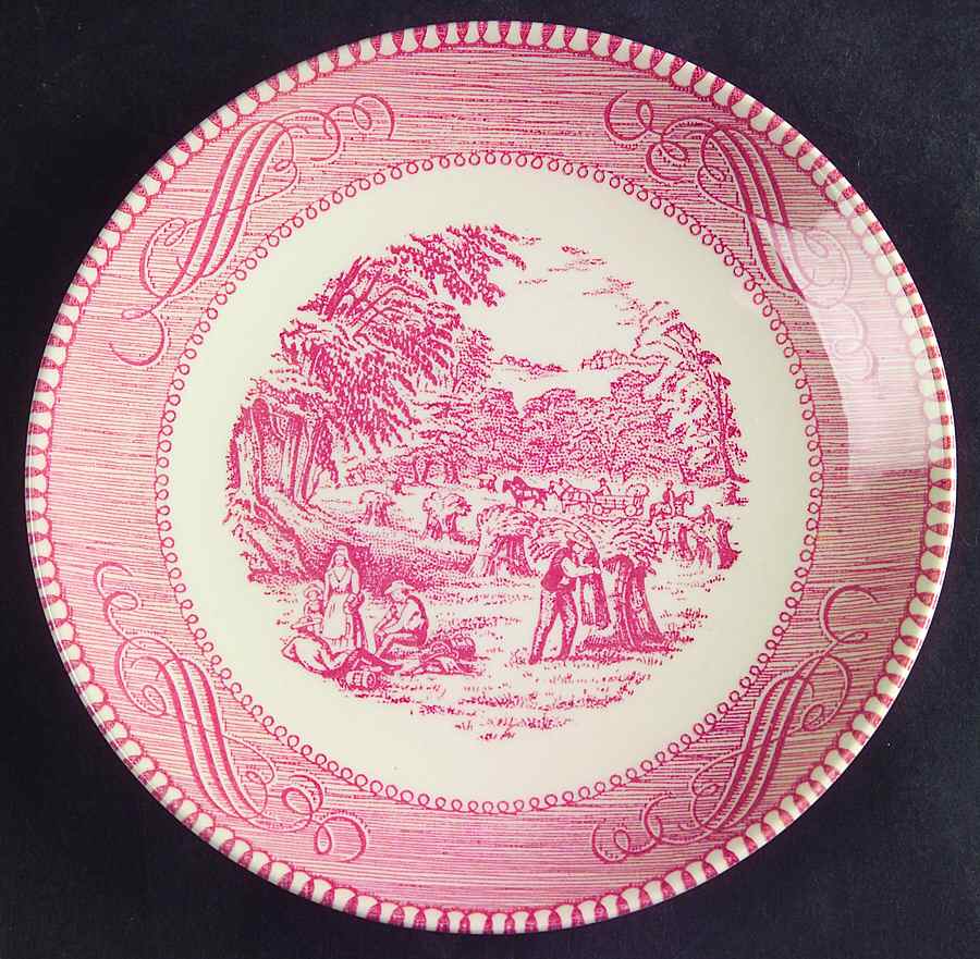Currier and Ives Pink Coupe Bread & Butter Plate by Royal (USA)-1