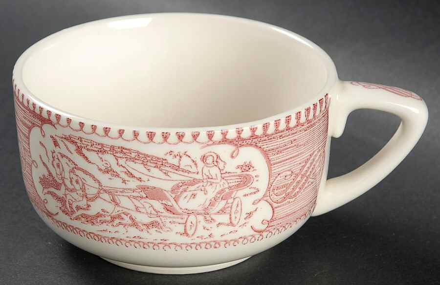 Currier and Ives Pink Flat Cup by Royal (USA)-1