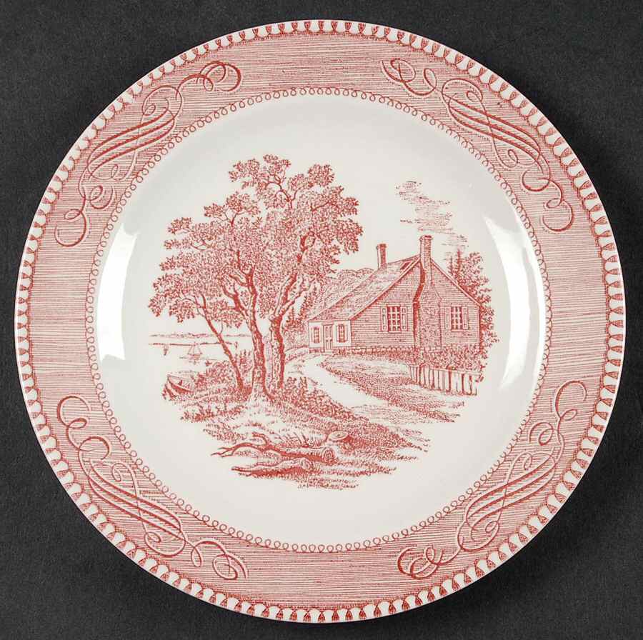 Currier and Ives Pink Salad Plate by Royal (USA)-1