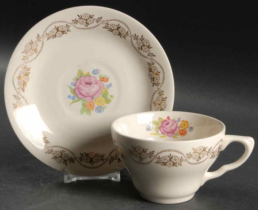 Daisy Ann Flat Cup & Saucer Set by Royal (USA)-1