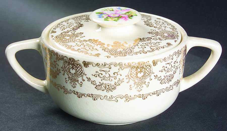 Delmar Lace Sugar Bowl & Lid by Royal (USA)-1