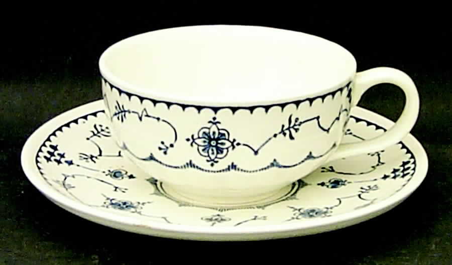 Delft Modern Blue Flat Cup & Saucer Set by Royal (USA)-1