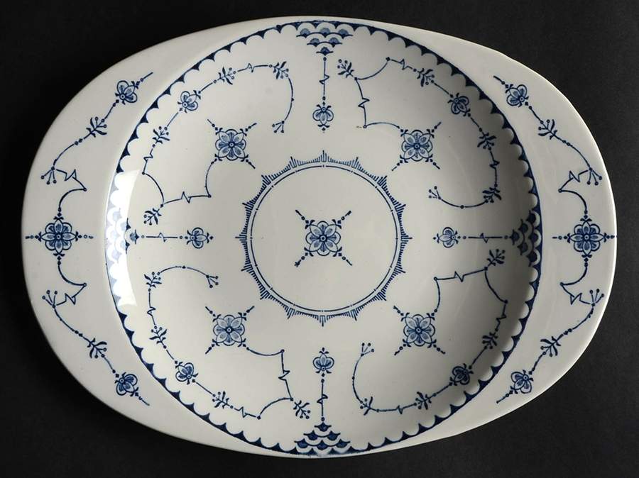 Delft Modern Blue 11" Oval Serving Platter by Royal (USA)-1