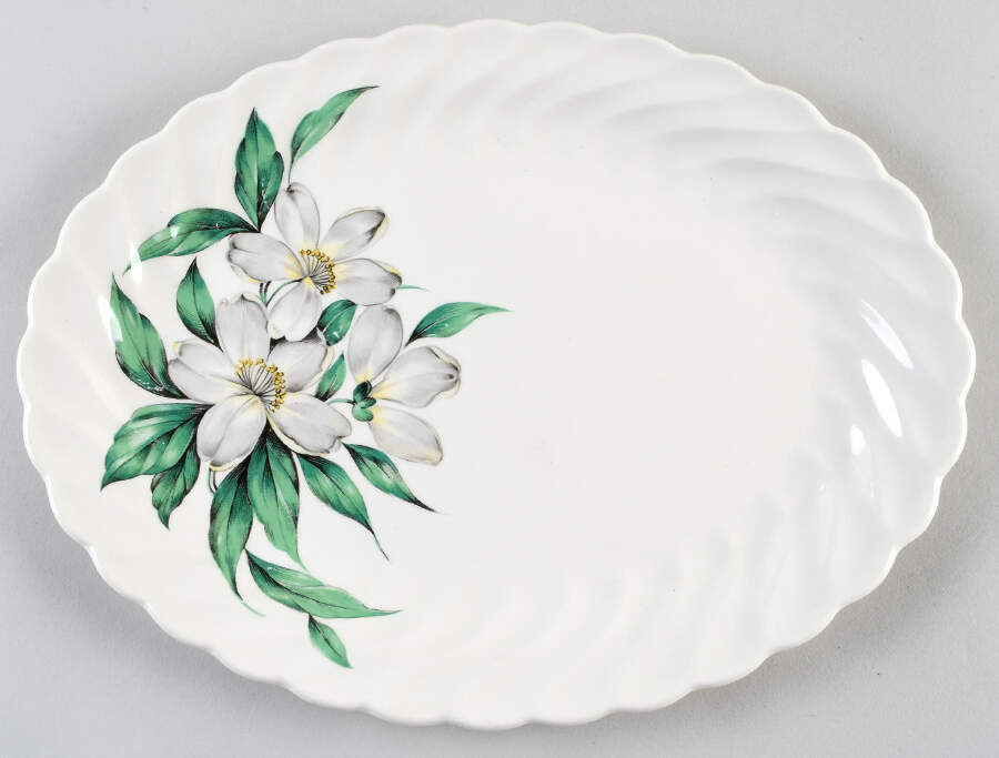Dogwood (White Flowers) 11" Oval Serving Platter by Royal (USA)-1