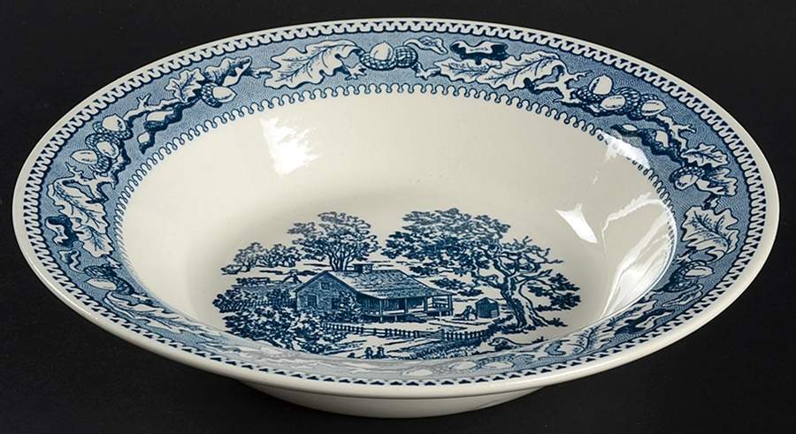 Memory Lane Blue 9" Round Vegetable Bowl by Royal (USA)-1