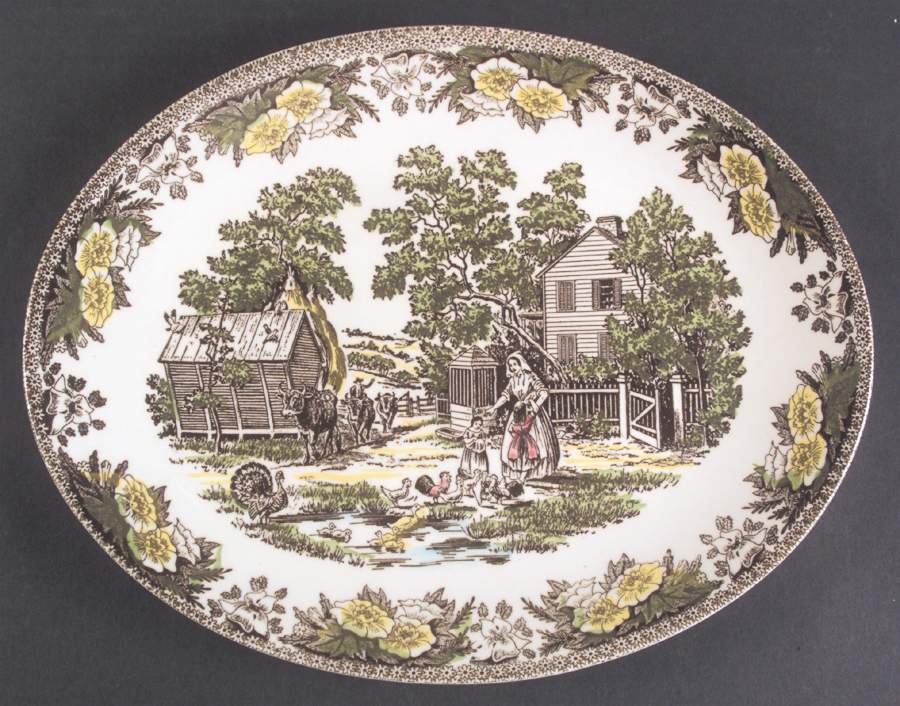 Fair Oaks Yellow Floral 13" Oval Serving Platter by Royal (USA)-1