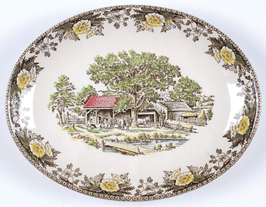 Fair Oaks Yellow Floral 11" Oval Serving Platter by Royal (USA)-1