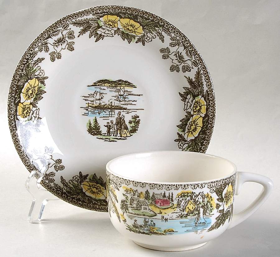 Fair Oaks Yellow Floral Flat Cup & Saucer Set by Royal (USA)-1