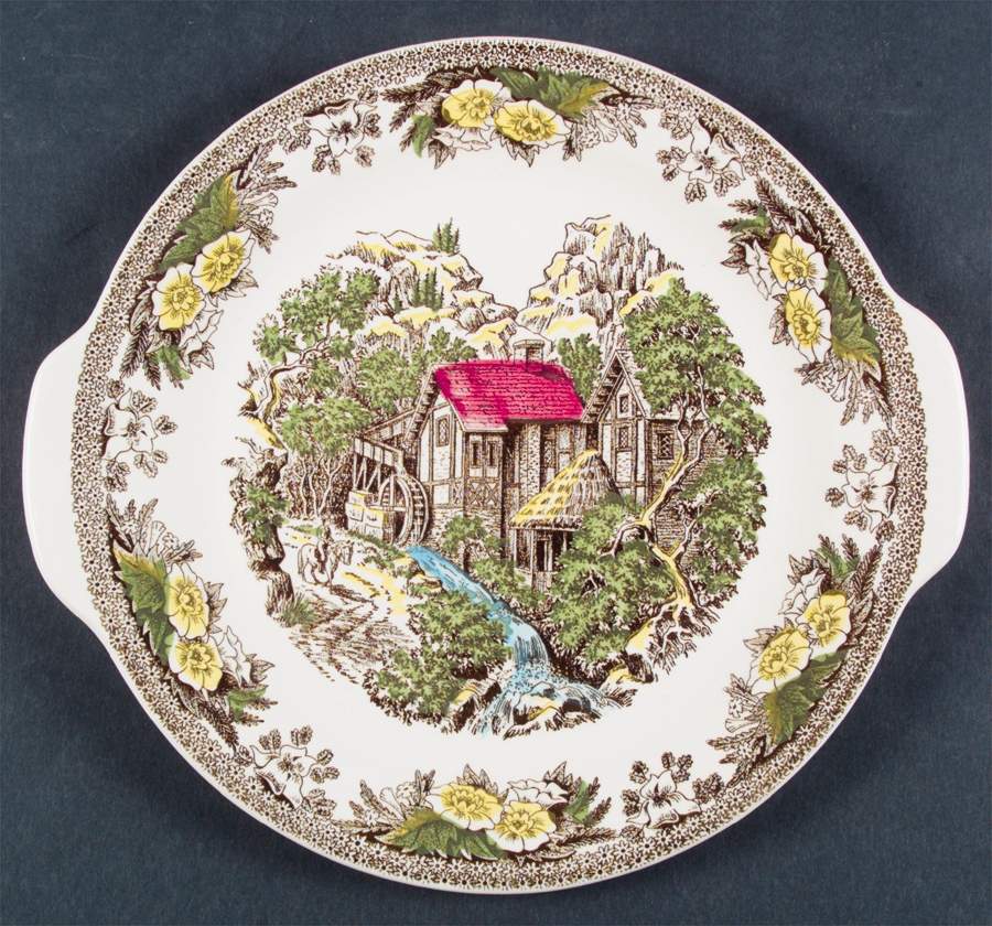 Fair Oaks Yellow Floral Handled Cake Plate by Royal (USA)-1